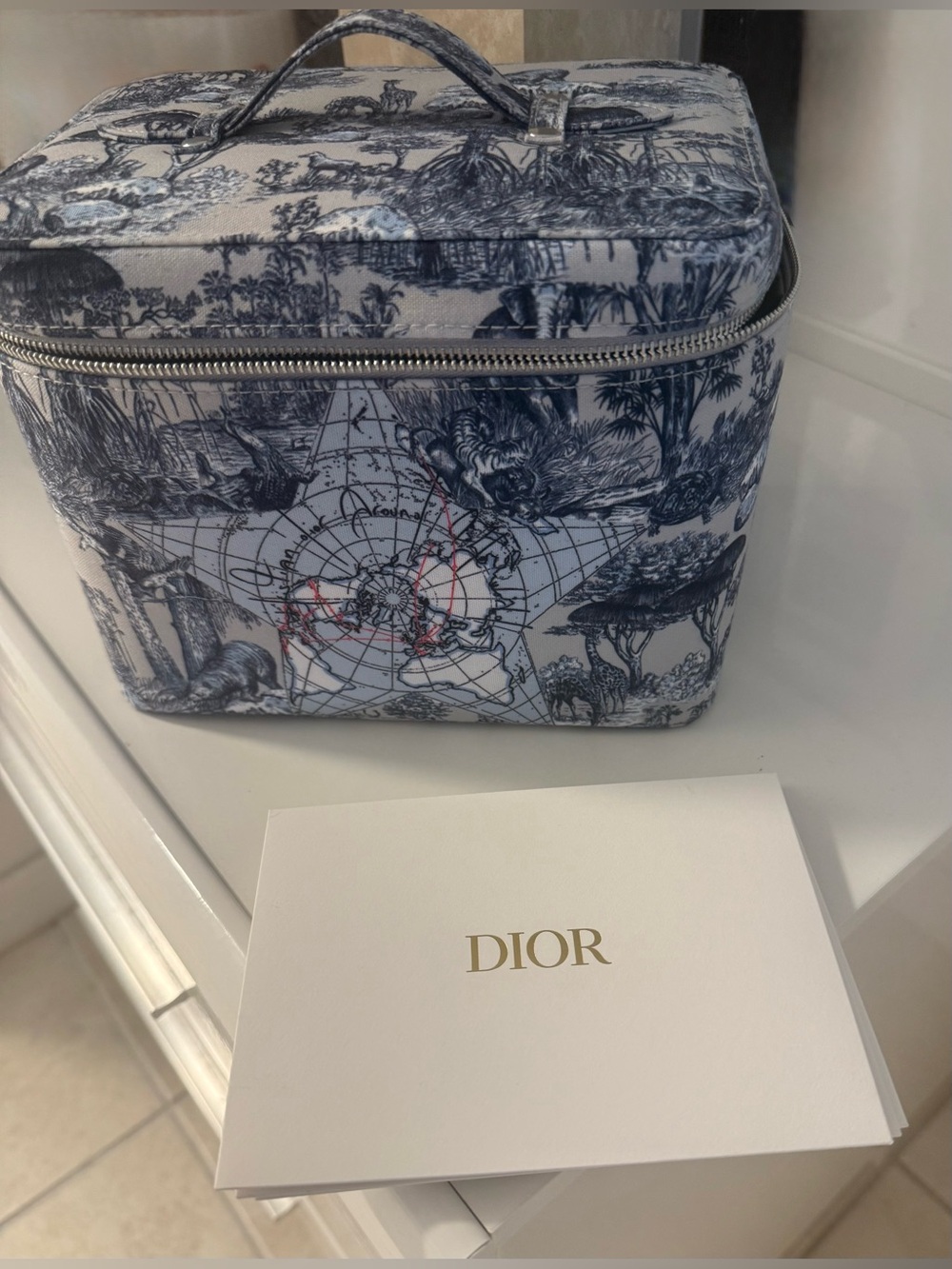 Dior Blue Toile Cosmetic Case - Blue